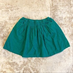 Mini Boden Green Corduroy Smocked Pocket Skirt 10